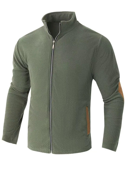Autumn Winter Men's Stand Collar Casual Zipper Jacket  Double-Sided Fleece Warm Coat Outdoor Splice Long Sleeve Cardigan Mens