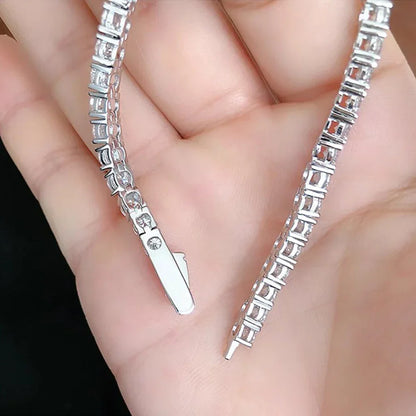 2-5mm D Color Full Moissanite Tennis Bracelet for Women Men S925 Silver Plated 18k White Gold Hidden Buckle Bracelet GRA Jewelry