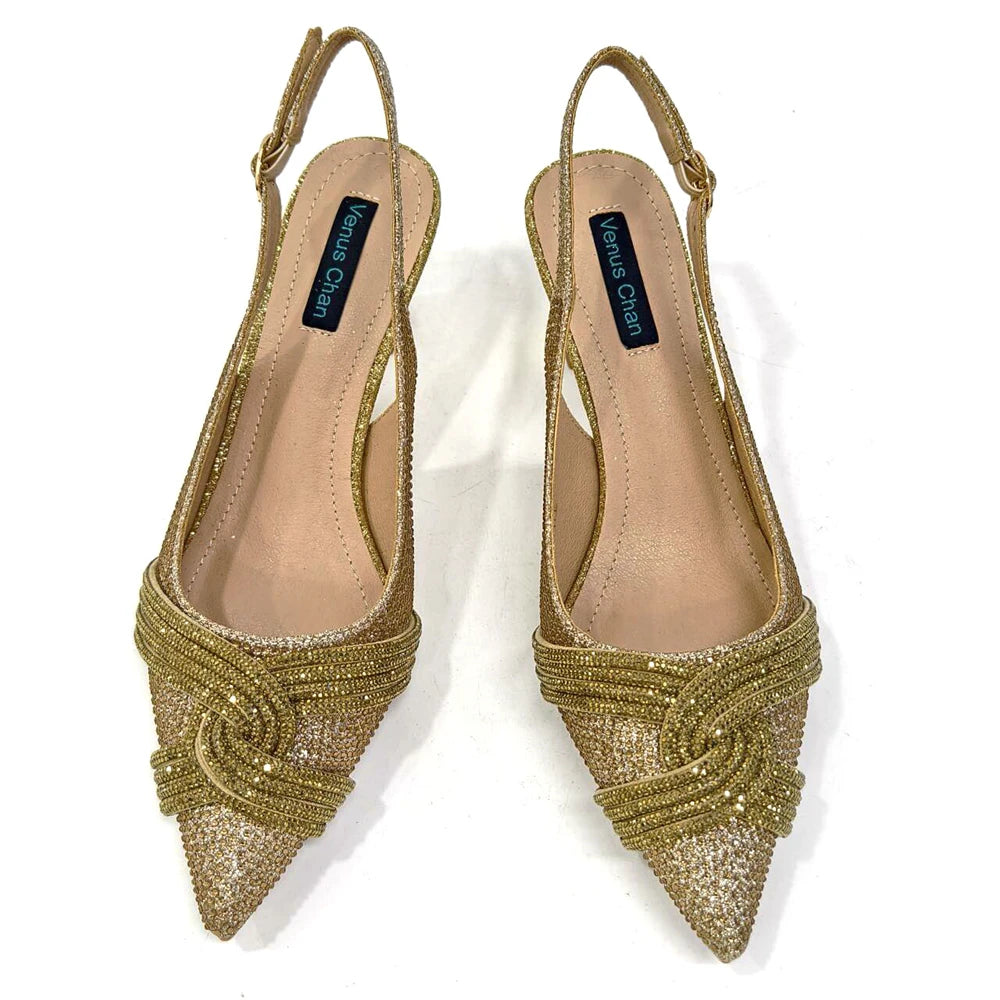 Black Hollow Design With Pointed Shoes And Fashion Three-Dimensional Bag Cozy Rhinestones Are Suitable For Parties
