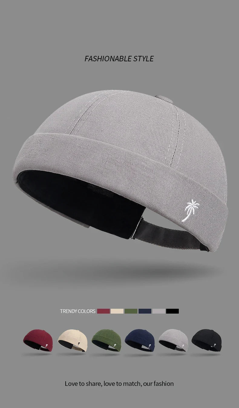 Brimless Hat for Men Women Cotton Classic Solid Color Beanie Beaded Hip Hop Hat for Outside Cycling Riding Activities