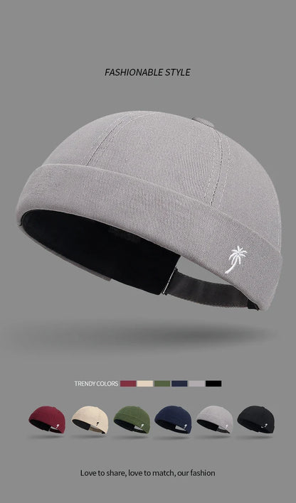 Brimless Hat for Men Women Cotton Classic Solid Color Beanie Beaded Hip Hop Hat for Outside Cycling Riding Activities