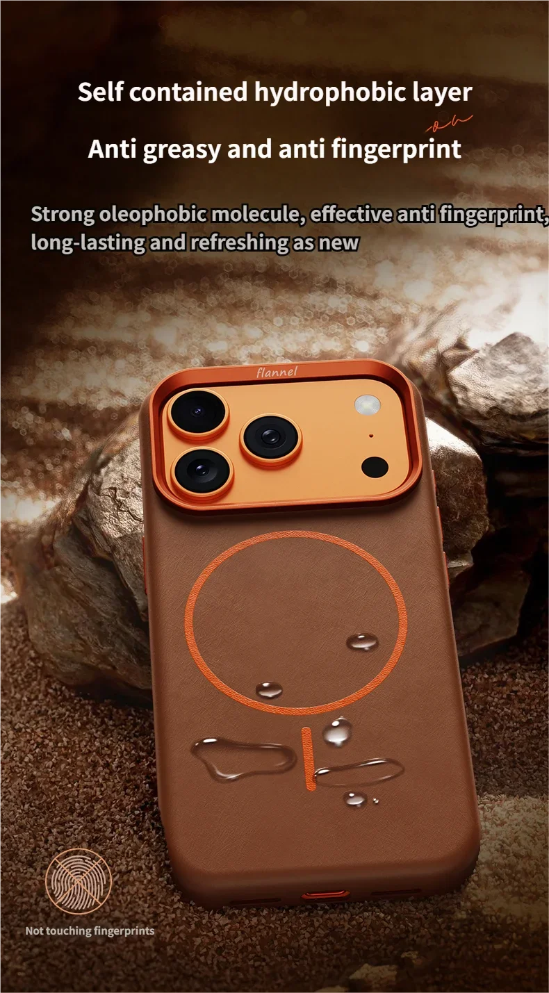 High-End Elephant Leather Texture Magnetic Phone Case for IPhone 17 Pro Max Air for Magsafe Wireless Charging Full Protect Cover