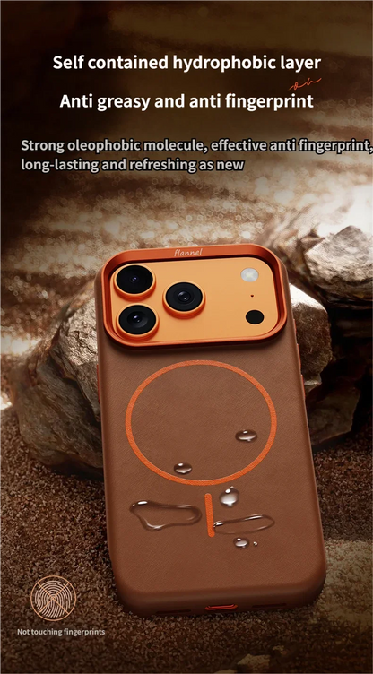 High-End Elephant Leather Texture Magnetic Phone Case for IPhone 17 Pro Max Air for Magsafe Wireless Charging Full Protect Cover