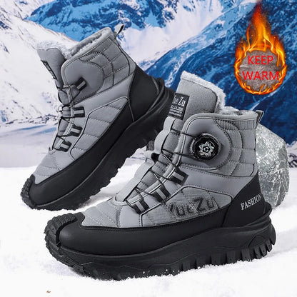 New Winter Oversized Men's Boots Waterproof Cold Resistant Plush and Warm Snow Boots Outdoor Thick Soled Casual Work Boots