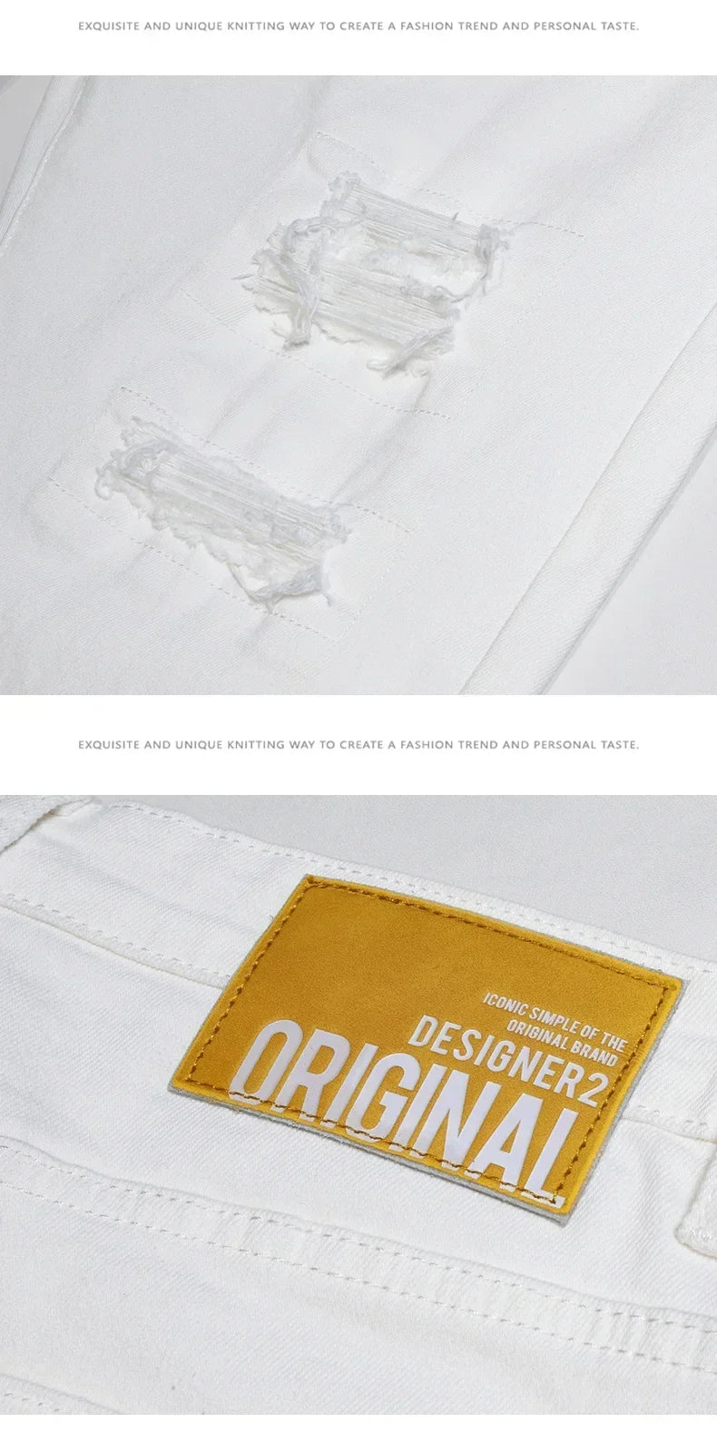 New Ripped Hole Jeans Men White Fashion Harem Male Pants  All-match Stretch Comfortable Streetwear Denim Trousers