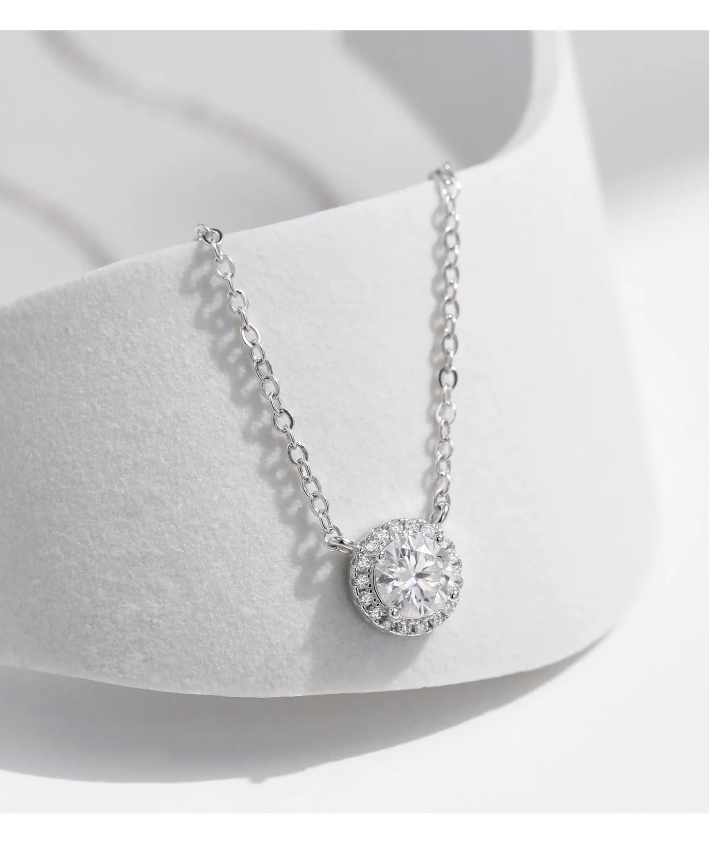Square & Round Halo Moissanite 925 Sterling Silver Pendant Necklace D Color VVS1 Lab Diamond Necklace For Women Jewelry