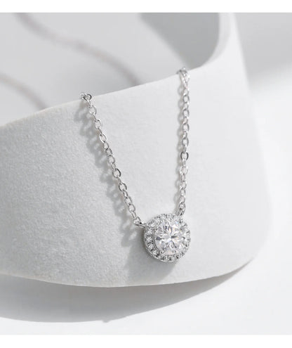 Square & Round Halo Moissanite 925 Sterling Silver Pendant Necklace D Color VVS1 Lab Diamond Necklace For Women Jewelry
