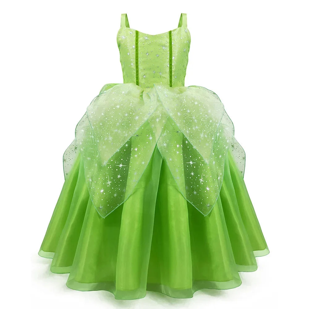 Girls Tinkerbell Fairy Dresses LED Light Up for Girls Costume Kids Cosplay Flower Fairy Princess Clothes Christmas Party Outfit