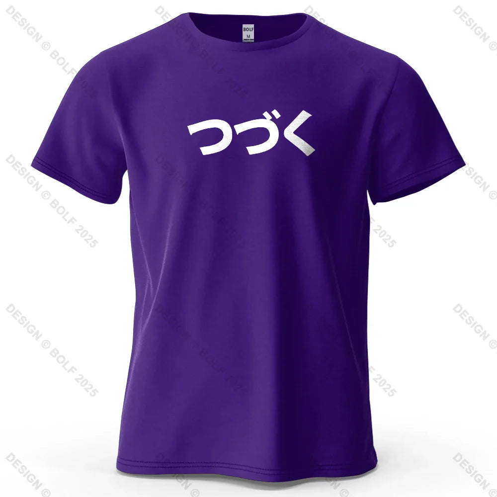 Japanese Character Printed Men's T-Shirt 100% Cotton Oversized Cultural Graphic Tees for Women Tops Tees Casual Streetwear