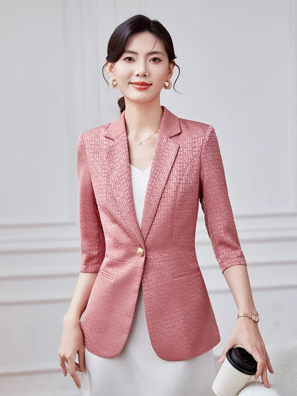 Alyssa Elegant Mid-Sleeve Suit Jacket for Professional Business Women Fashionable High-Quality Spring 2025 Clothing
