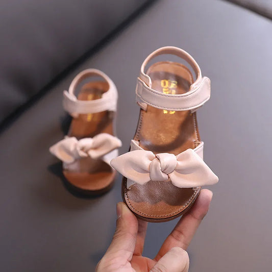 Casual Butterfly-knot Non-slip Soft Kid Toddler Baby Shoes Summer Korean Little Children's Girls Princess Open Toe Beach Sandals
