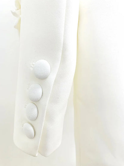 HIGH STREET Newest 2026 Fashion Designer Jacket Women's Stereoscopic Flowers Appliques Double Breasted Long Blazer