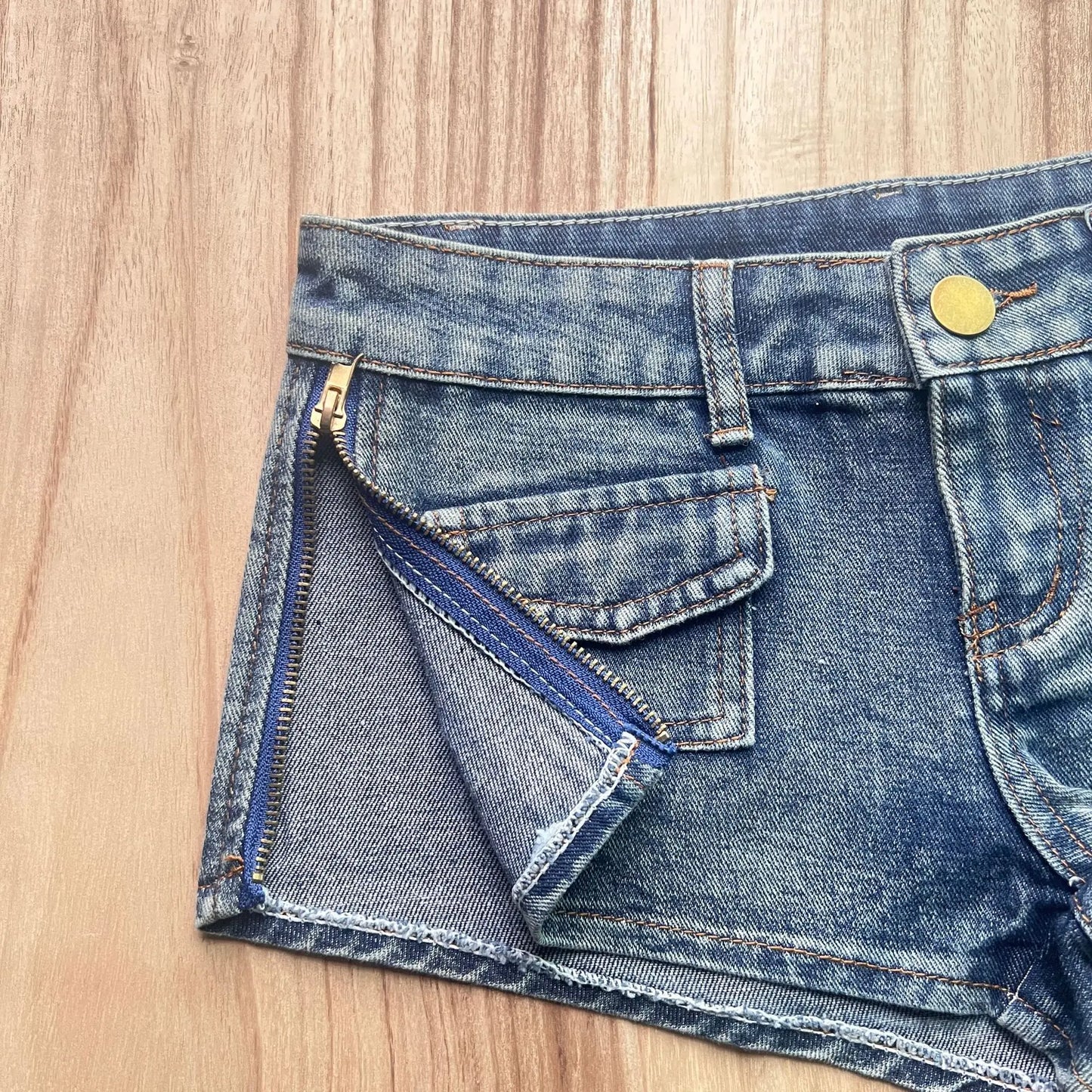 Sexy Side Zipper Split Denim Shorts Women Hot Pants Worn Out Nightclub Low Waist Jeans Y2k