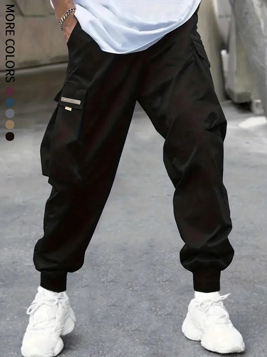 Men's Cargo Pants, Casual, Sporty, Outdoor, Large Pockets, Lightweight, Legging, Cropped Slacks 06B