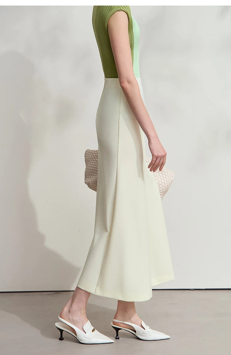 Minimalist Skirt Mermaid For Women 2025 Spring New Elegant Office Lady Solid Mid Length Slim Thin Elastic Skirts 12521065