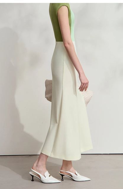 Minimalist Skirt Mermaid For Women 2025 Spring New Elegant Office Lady Solid Mid Length Slim Thin Elastic Skirts 12521065