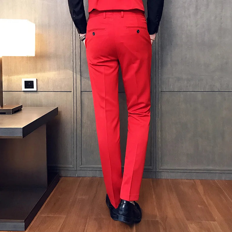 2022 Spring Summer New Men Suit Pants Solid Color Casual Business Dress Pants Slim Fit Trousers Formal Men Social Casual Pants