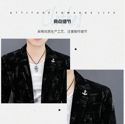 Blazer New Men's Fashion Business Corduroy Gentleman Fit Shopping Outdoor Performance Wedding Banquet Casual Blazer