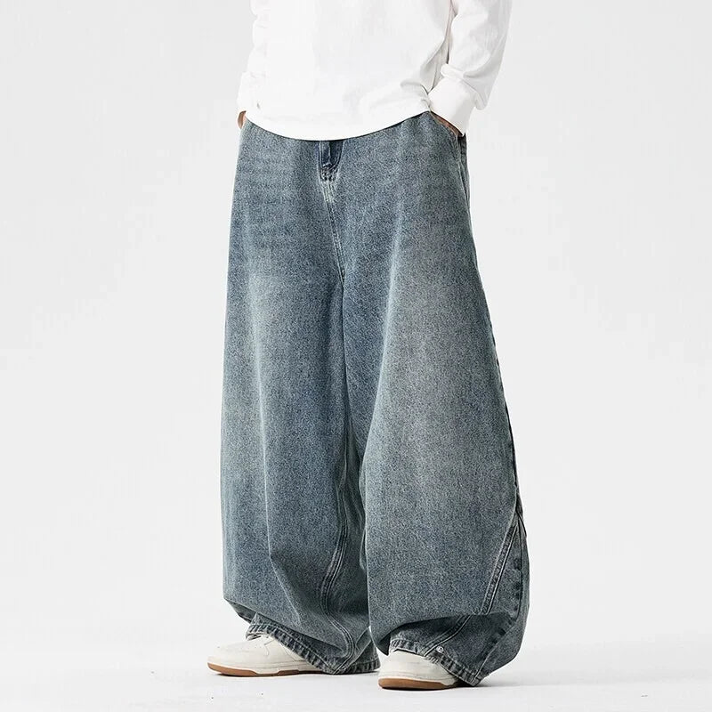 Spring Men Streetwear Denim Pants Men Harajuku Washed Baggy Jeans Men Y2K Fashion Punk Casual High Waist Wide Leg Pants