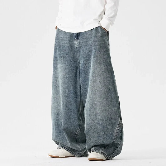 Spring Men Streetwear Denim Pants Men Harajuku Washed Baggy Jeans Men Y2K Fashion Punk Casual High Waist Wide Leg Pants