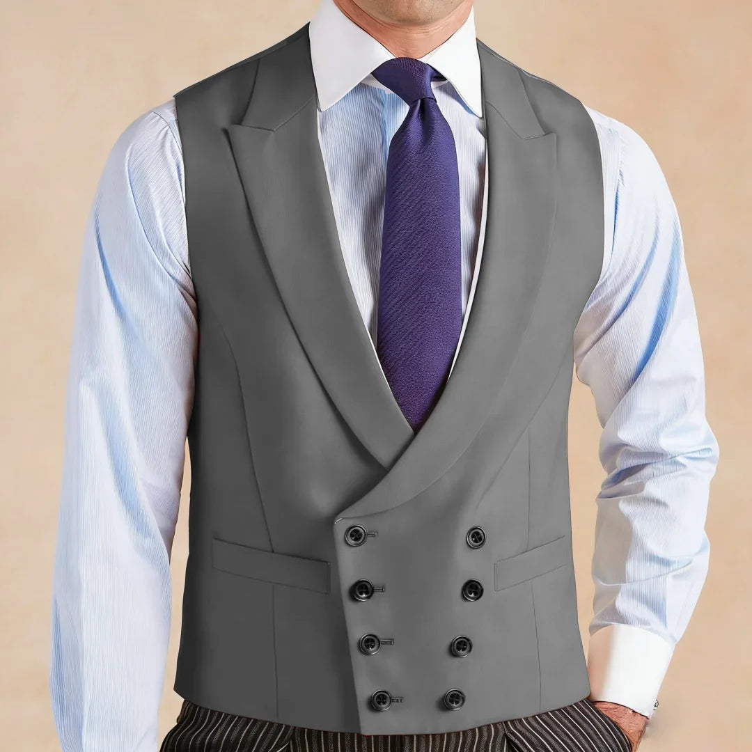 Men Vest White With Lapel Solid Double Breasted Waistcoat For Wedding Banquet Business Work Office Casual Daily Men Suit Vest