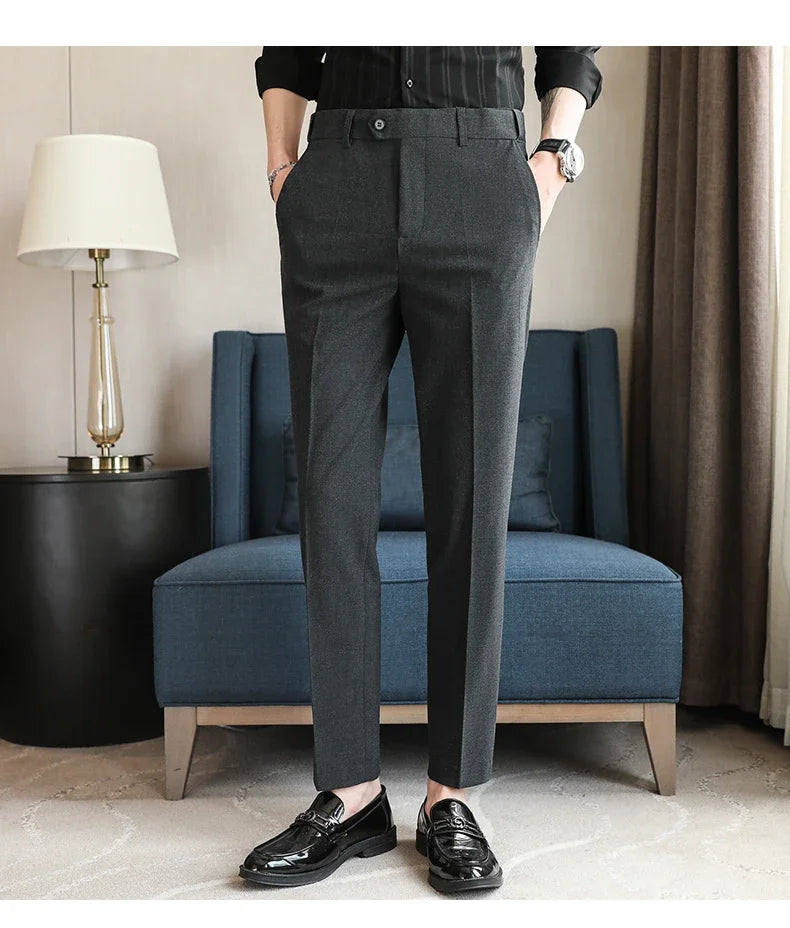 Plus size 44 42 40 Men Business Social Suit Pant 2024 Spring Formal Slim Wedding Trouser Mens Brand Fashion Casual Dress Pants