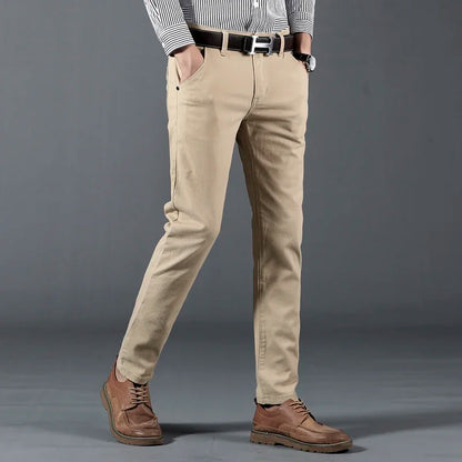 6 Color Men's Classic Solid Color Summer High Quality Thin Casual Pants Business Fashion Stretch Cotton Slim Brand Trousers Male