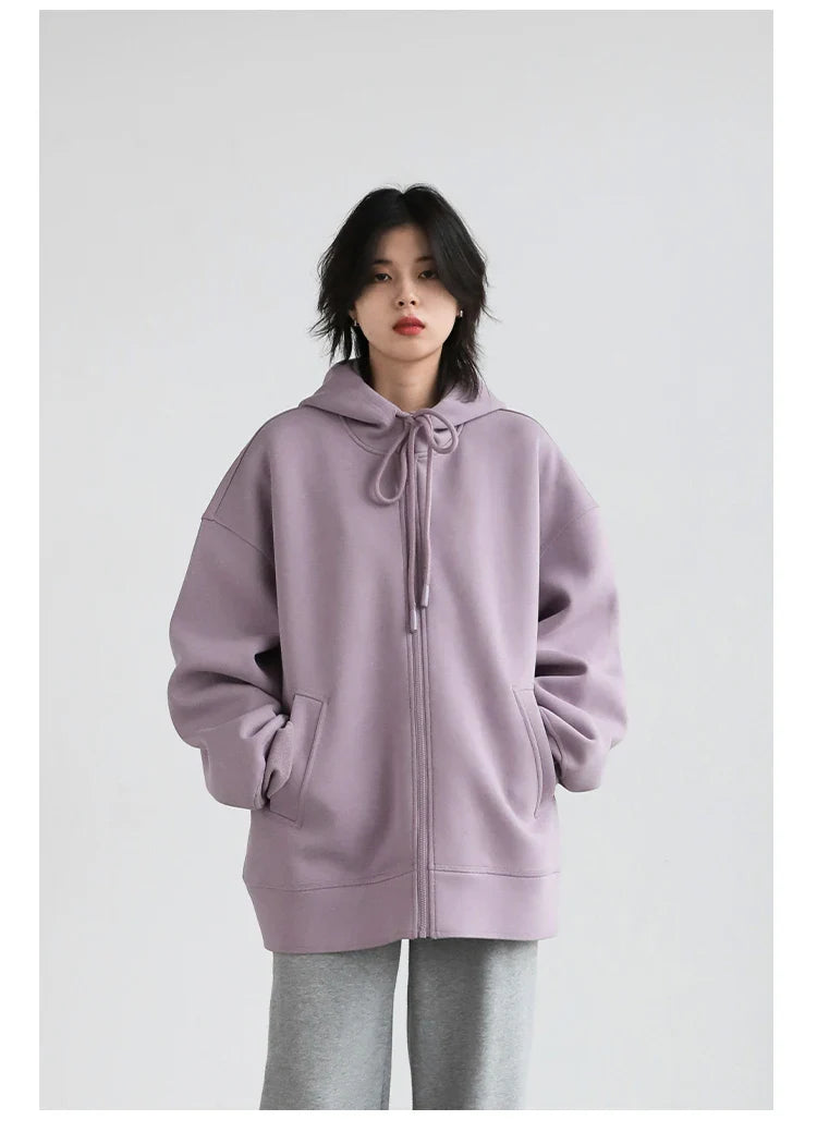 Women Sweatshirts Hoodies Solid Loose Casual Hooded Female Tops Lady Coat Medium Length Overcoat Spring Autumn 2025