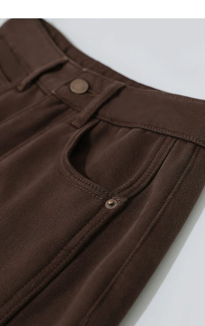 Cotton Jeans 2025 Winter New Solid Color Loose Wide-leg Denim Pant Thicken Warm Versatile Jean Trousers For Ladies 12554073