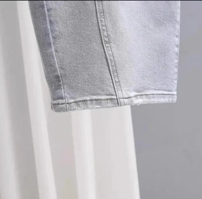 Spring Summer New Loose Dad Jeans Women Wide Leg High Waist Denim Pants Elastic Banana Long Trousers Sli Slimming Effect