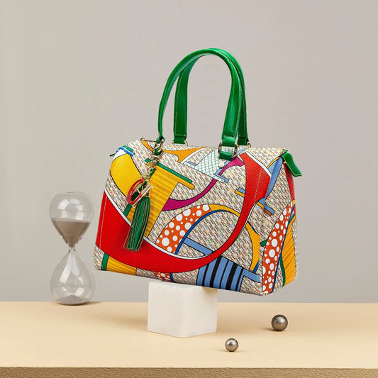 Colorful Print Design Spacious New-Style Women's Tote Bag Unique Prints Fashionable Women's Clutch Bag