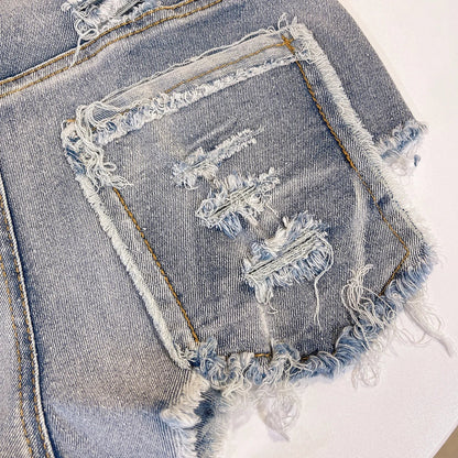 Women's Summer Sexy High Waist Denim Shorts 2025 Female Fashion Hollow Out Hole Hot Pants Short Jeans