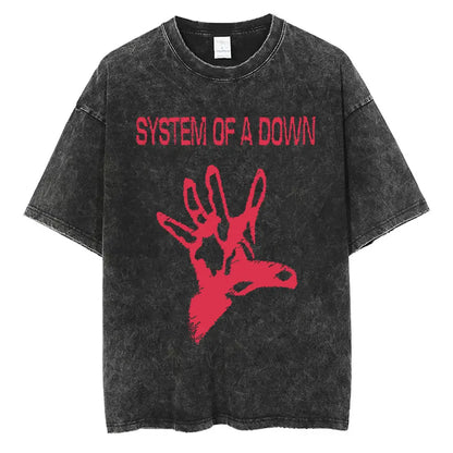 Washed Vintage System of A Down Toxicity Music Album Cover Tshirt Men Rock Oversized T Shirt 90s Alternative Metal Merch T-shirt