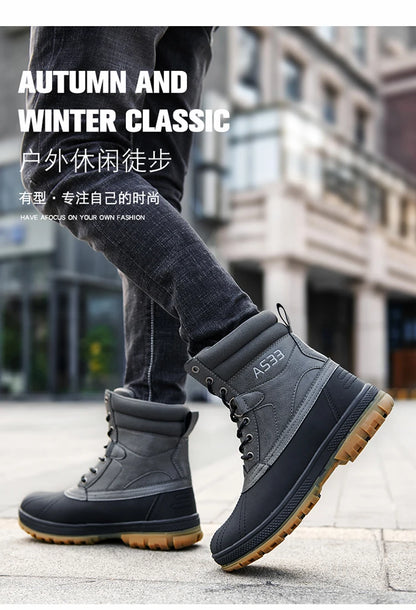 Plus Size 48 Outdoor Men Boots Winter Snow Boots for Men Training Work Boots Waterproof Slip-Resistant Keep Warm Winter Shoes
