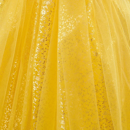 Girls Fairy Cosplay Costume Deluxe Snow White Puff Sleeve Princess Gown For Kids Carnival Halloween Birthday Party Role-Play