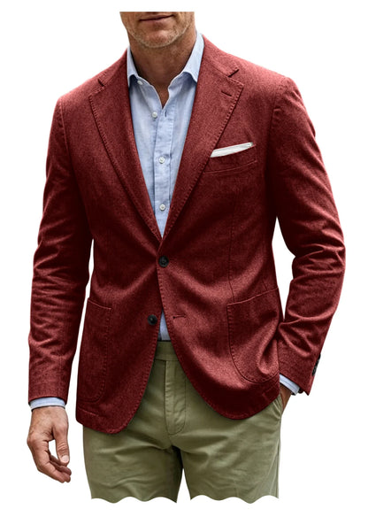 Men's Cotton Blazer Notch Lapel 2 Button Slim Fit Suit Jacket Lightweight Breathable Business Casual Daily Sport Coat for Spring