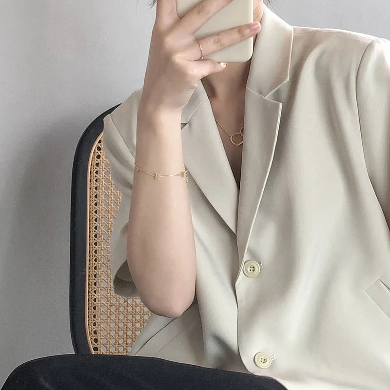 Elegant Casual Blazers Women Short Sleeve Loose S-3Xl Suit Coat Tops Korean Summer Fashion Solid Sweet Simple Blazers New