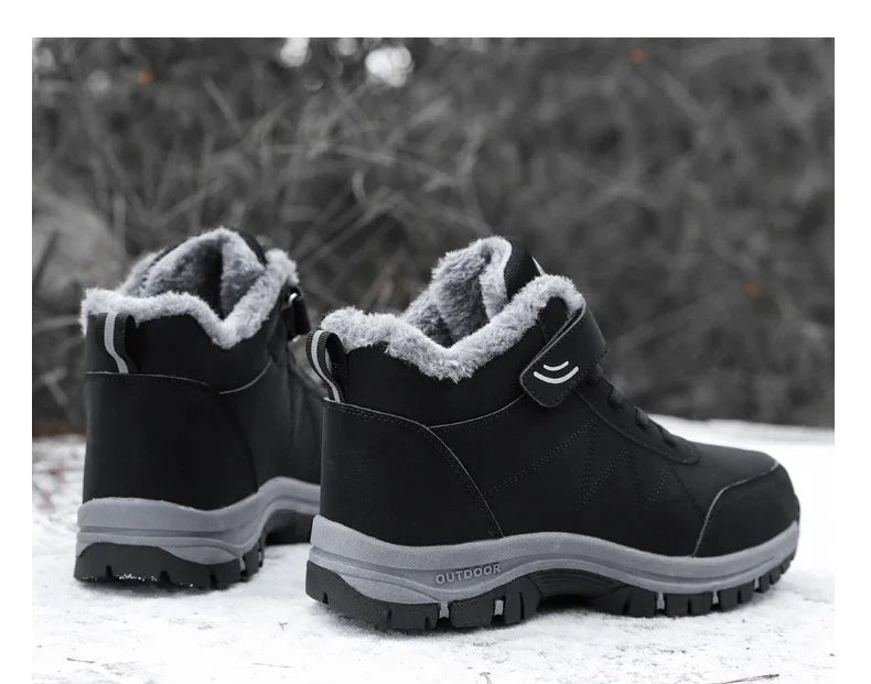 Men Waterproof Outdoor Boots Winter Warm Popular Footwear Male Suede Casual Snow Plush Warm Shoes Leather Walking Shoes 35-46