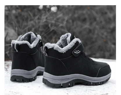 Men Waterproof Outdoor Boots Winter Warm Popular Footwear Male Suede Casual Snow Plush Warm Shoes Leather Walking Shoes 35-46