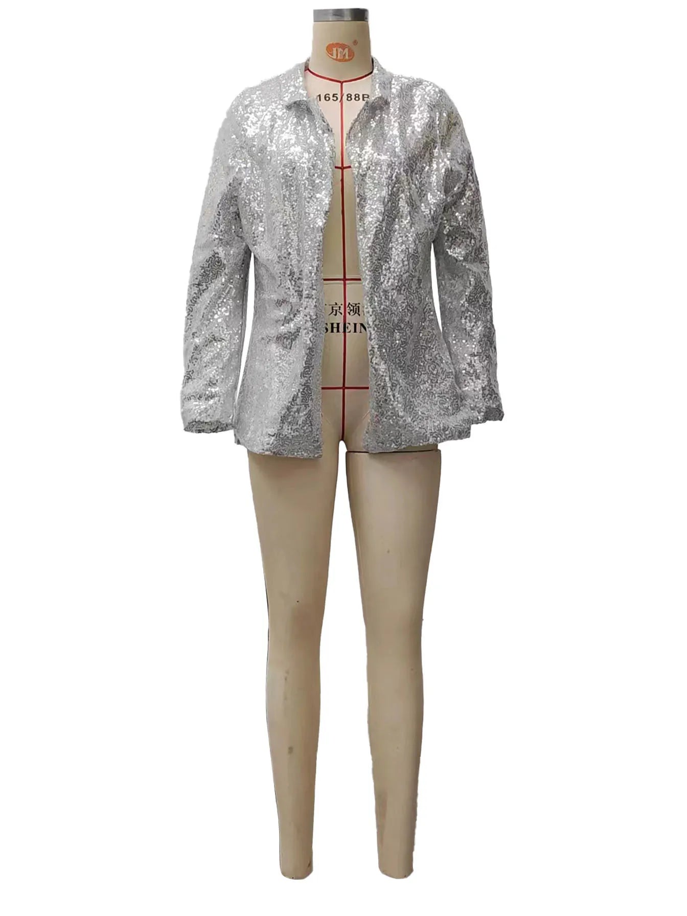 New Women's Trendy Sequined Jacket Long-sleeved Fashion Nightclub Cardigan High Street Casual Bar Performance Blazer