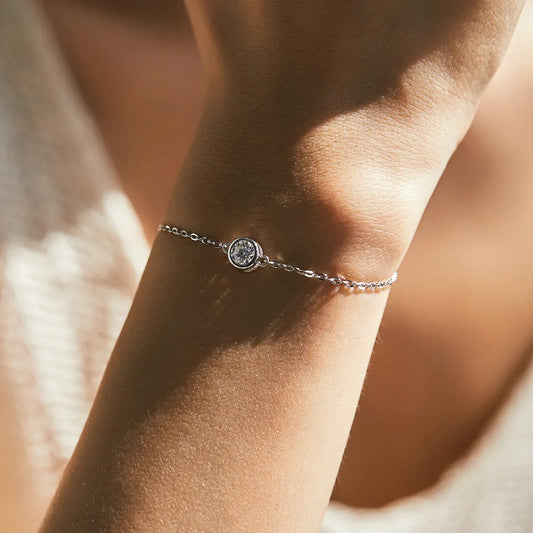 Bracelet Moissanite 0.5CT en Argent Sterling 925, Chaîne Classique Maillons Breloques Bracelets pour Femmes, Bijoux de Mariage de Luxe