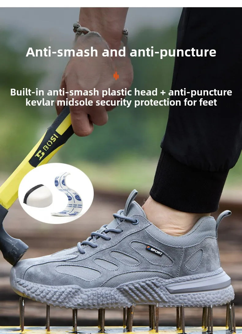 spring autumn light breathable work shoes mens work boots composite toe insulated shoes anti smash hard plastic toe safety shoes