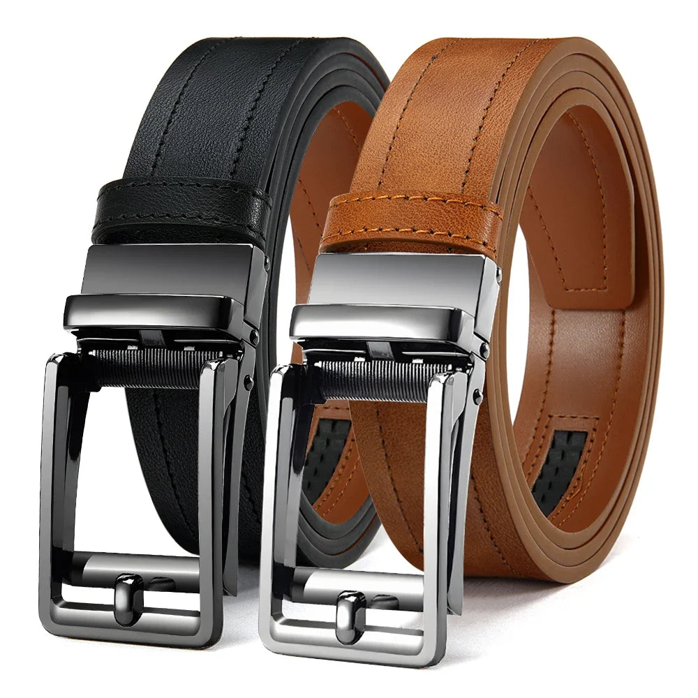 Men's Fashionable Leather Belt Men's High-quality Leather Belt Business Automatic Buckle Ratchet Belt Randomly Adjustable