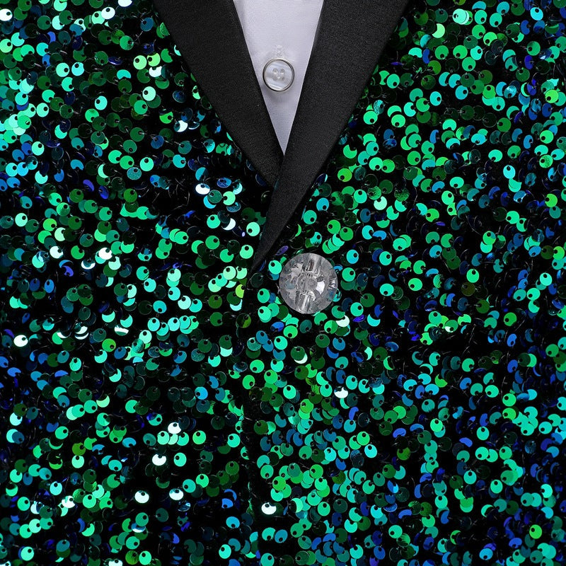 2026 New Men's Red Suit Jacket, Wedding Party Slim Dress Coat, Sequin Decoration Luxurious Blazers Blue Green Terno Masculino