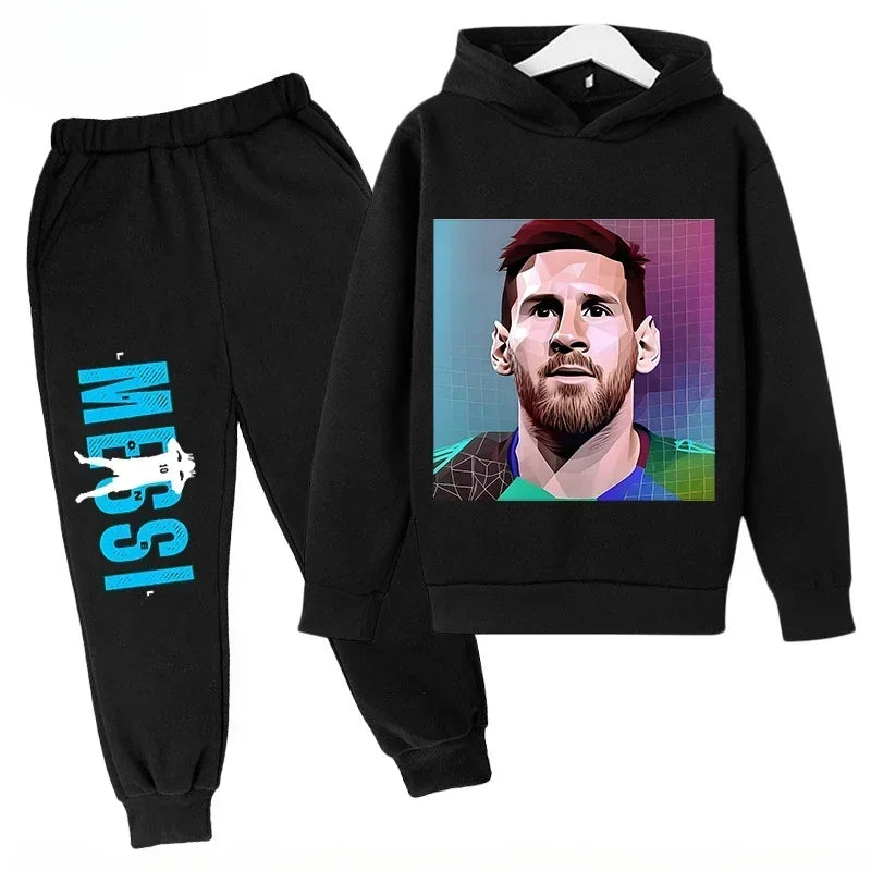 Messi Print Children's Set Sports Hoodie Pants Suit 2pcs Set Boys Girls Baby Kid Clothing Casual Fashion Autumn Winter sportsuit