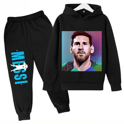 Messi Print Children's Set Sports Hoodie Pants Suit 2pcs Set Boys Girls Baby Kid Clothing Casual Fashion Autumn Winter sportsuit