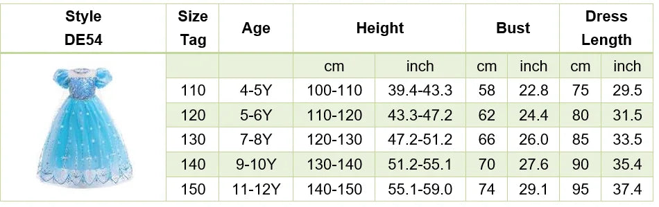Children Carnival Blue Sequins Elsa Cosplay Dress Girls Elegant Blue Princess Costume Kids Halloween Birthday Party Clothes