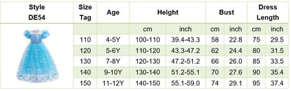 Children Carnival Blue Sequins Elsa Cosplay Dress Girls Elegant Blue Princess Costume Kids Halloween Birthday Party Clothes