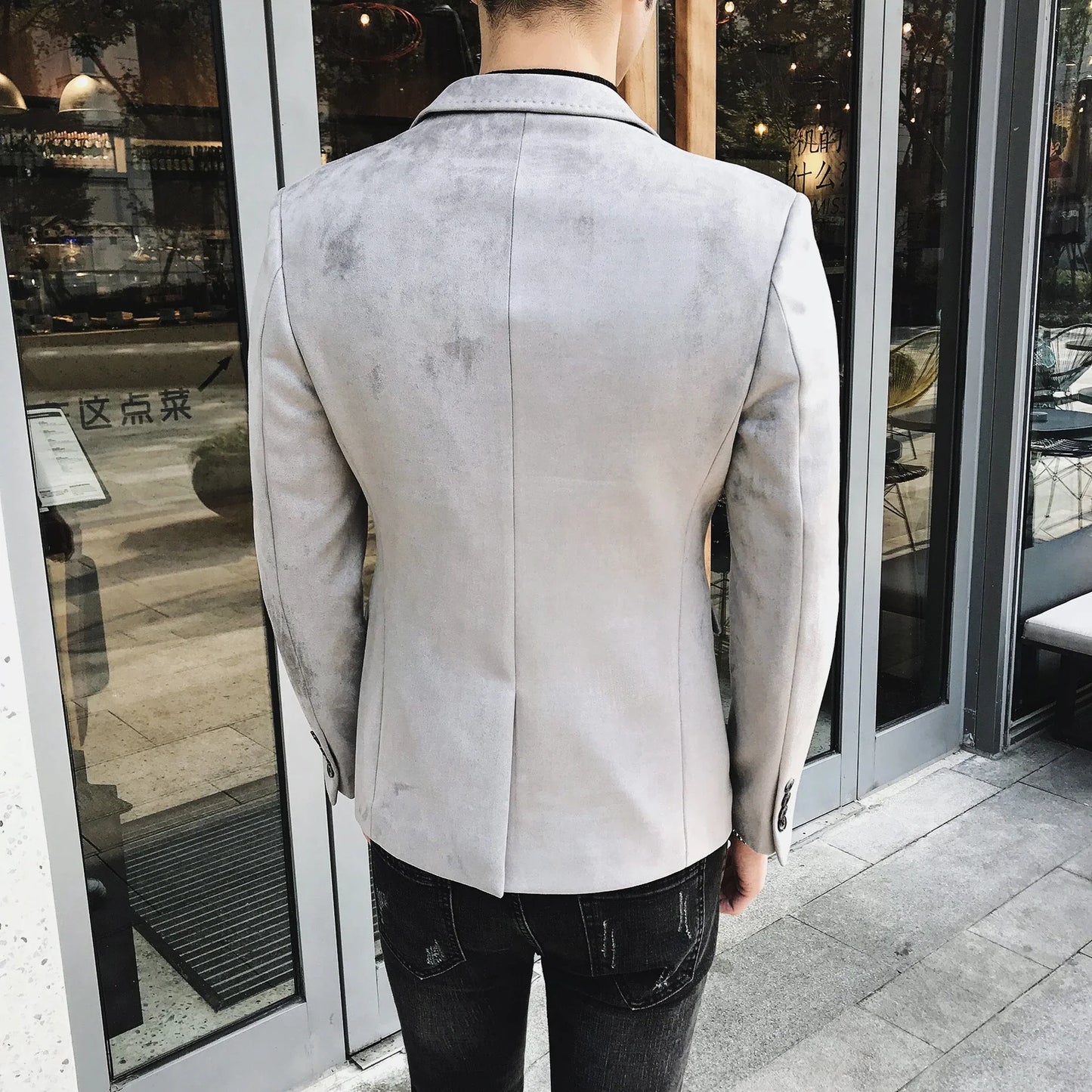 Blazer Hombre Men's Casual Slim Fit Deerskin Velvet Suit Jacket High-quality Korean Luxury Formal Solid Color Suit 6 Colors