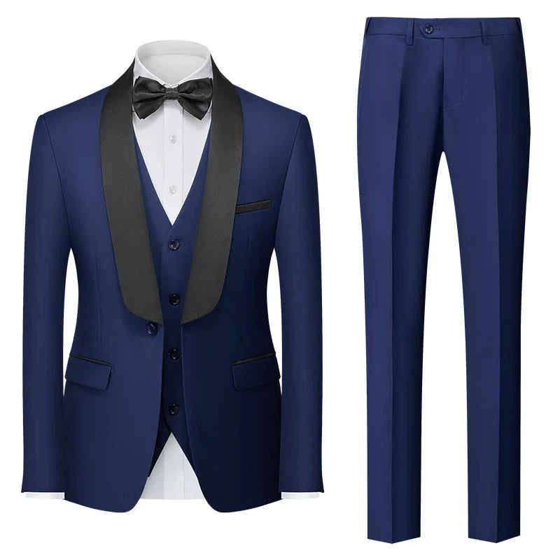 Red Men's Suit 3 Piece, Wedding Party Dress Jacket with Pants Vest, Blue, Green, Gray, Black Available, Asian Size M-5XL 6XL